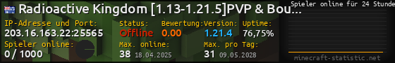 Userbar 560x90 mit Online-Player-Charts für Server 203.16.163.22:25565