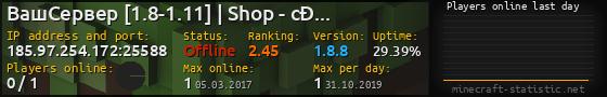 Userbar 560x90 with online players chart for server 185.97.254.172:25588