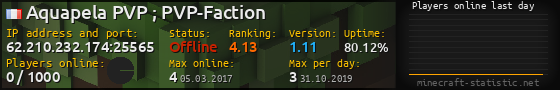 Userbar 560x90 with online players chart for server 62.210.232.174:25565