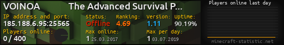 Userbar 560x90 with online players chart for server 185.188.6.95:25565