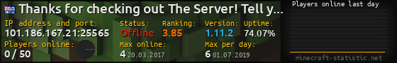 Userbar 560x90 with online players chart for server 101.186.167.21:25565