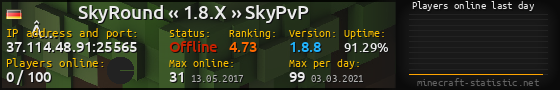 Userbar 560x90 with online players chart for server 37.114.48.91:25565