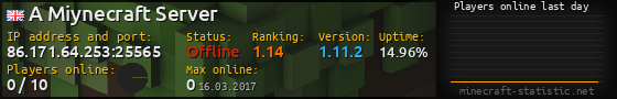 Userbar 560x90 with online players chart for server 86.171.64.253:25565