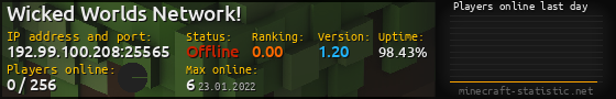 Userbar 560x90 with online players chart for server 192.99.100.208:25565