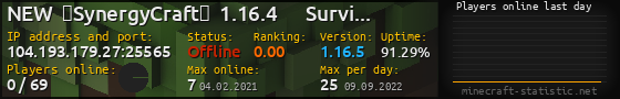 Userbar 560x90 with online players chart for server 104.193.179.27:25565