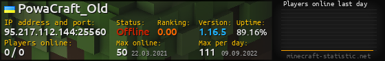 Userbar 560x90 with online players chart for server 95.217.112.144:25560