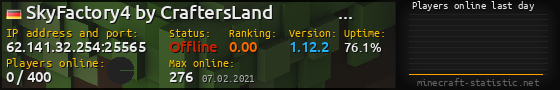 Userbar 560x90 with online players chart for server 62.141.32.254:25565
