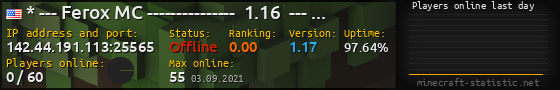 Userbar 560x90 with online players chart for server 142.44.191.113:25565