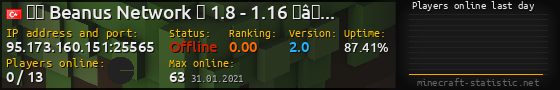 Userbar 560x90 with online players chart for server 95.173.160.151:25565