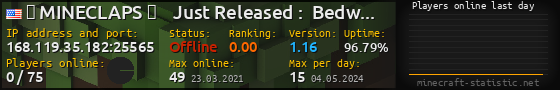 Userbar 560x90 with online players chart for server 168.119.35.182:25565