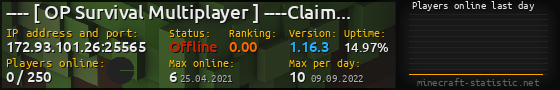 Userbar 560x90 with online players chart for server 172.93.101.26:25565