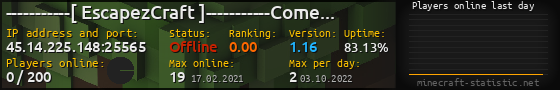 Userbar 560x90 with online players chart for server 45.14.225.148:25565