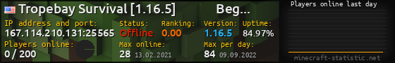 Userbar 560x90 with online players chart for server 167.114.210.131:25565