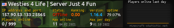 Userbar 560x90 with online players chart for server 157.90.53.133:25565