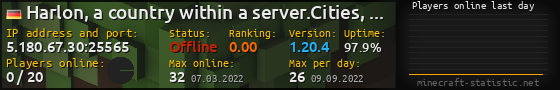 Userbar 560x90 with online players chart for server 5.180.67.30:25565