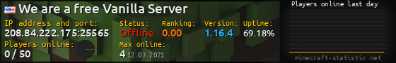 Userbar 560x90 with online players chart for server 208.84.222.175:25565