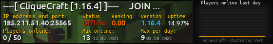 Userbar 560x90 with online players chart for server 185.211.51.40:25565