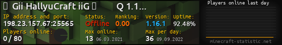 Userbar 560x90 with online players chart for server 198.23.157.67:25565
