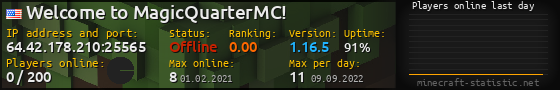Userbar 560x90 with online players chart for server 64.42.178.210:25565
