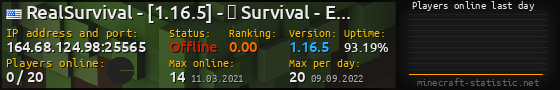Userbar 560x90 with online players chart for server 164.68.124.98:25565