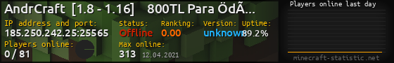 Userbar 560x90 with online players chart for server 185.250.242.25:25565