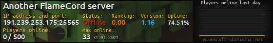 Userbar 560x90 with online players chart for server 191.239.253.175:25565