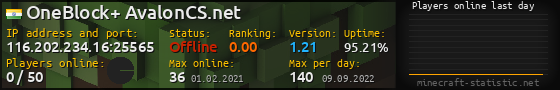 Userbar 560x90 with online players chart for server 116.202.234.16:25565