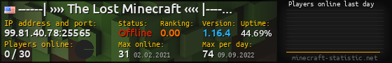 Userbar 560x90 with online players chart for server 99.81.40.78:25565