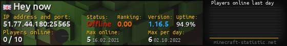 Userbar 560x90 with online players chart for server 51.77.44.180:25565