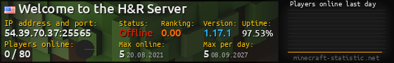 Userbar 560x90 with online players chart for server 54.39.70.37:25565