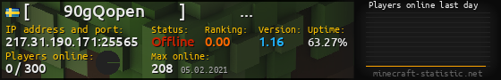 Userbar 560x90 with online players chart for server 217.31.190.171:25565
