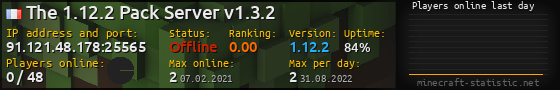 Userbar 560x90 with online players chart for server 91.121.48.178:25565