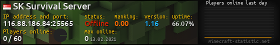 Userbar 560x90 with online players chart for server 116.88.186.84:25565