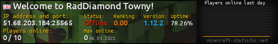 Userbar 560x90 with online players chart for server 51.68.203.184:25565