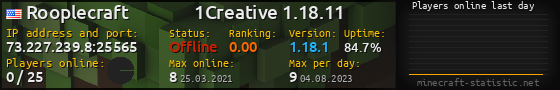 Userbar 560x90 with online players chart for server 73.227.239.8:25565