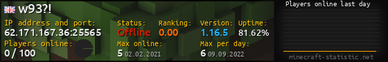 Userbar 560x90 with online players chart for server 62.171.167.36:25565