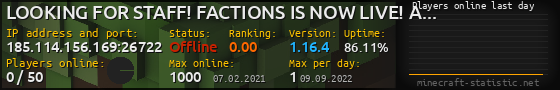 Userbar 560x90 with online players chart for server 185.114.156.169:26722