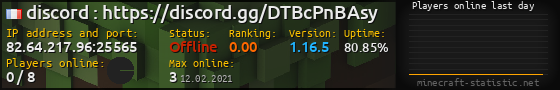 Userbar 560x90 with online players chart for server 82.64.217.96:25565