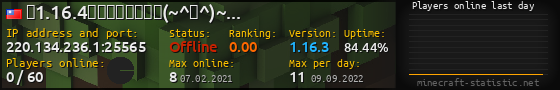Userbar 560x90 with online players chart for server 220.134.236.1:25565