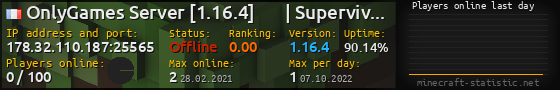 Userbar 560x90 with online players chart for server 178.32.110.187:25565