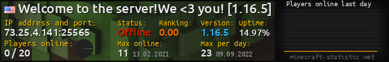 Userbar 560x90 with online players chart for server 73.25.4.141:25565