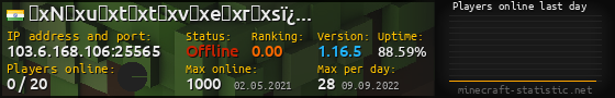 Userbar 560x90 with online players chart for server 103.6.168.106:25565