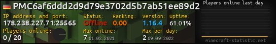 Userbar 560x90 with online players chart for server 178.238.227.71:25565