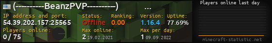 Userbar 560x90 with online players chart for server 54.39.202.157:25565