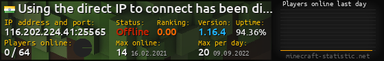 Userbar 560x90 with online players chart for server 116.202.224.41:25565