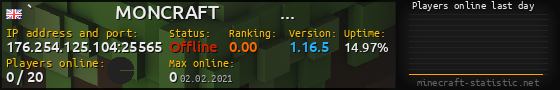 Userbar 560x90 with online players chart for server 176.254.125.104:25565