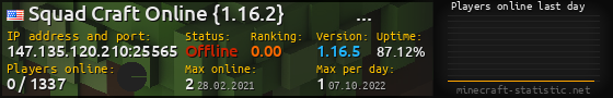Userbar 560x90 with online players chart for server 147.135.120.210:25565