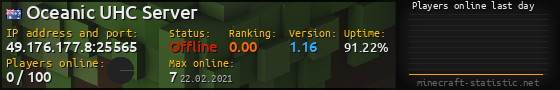 Userbar 560x90 with online players chart for server 49.176.177.8:25565