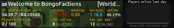 Userbar 560x90 with online players chart for server 54.39.7.184:25565