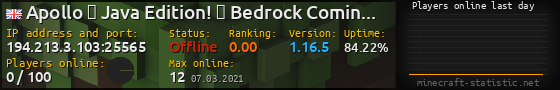 Userbar 560x90 with online players chart for server 194.213.3.103:25565